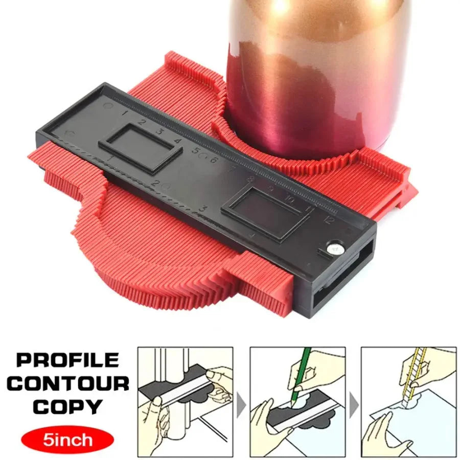 Jauge de contour compacte, portable et multifonction, outil de mesure standard pour tuyaux, carrelage, bois et stratifiés.