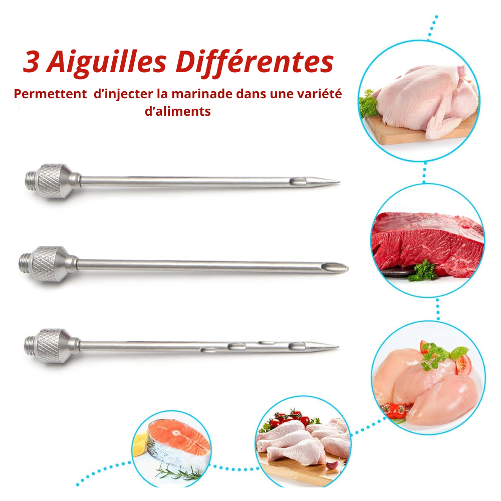 Kit Complet 5 pièces Injecteur de Marinade Grande Capacité 50 mL en Acier Inoxydable