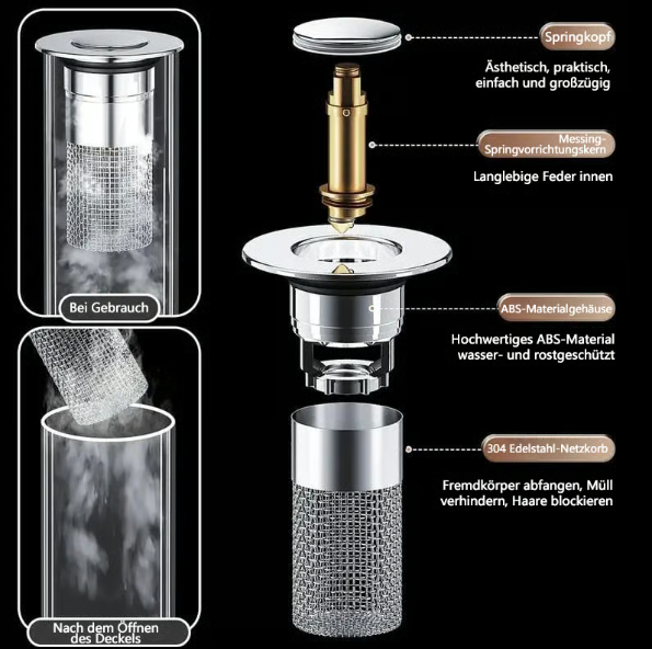 🚰Crépine de vidange universelle en acier inoxydable 🎁