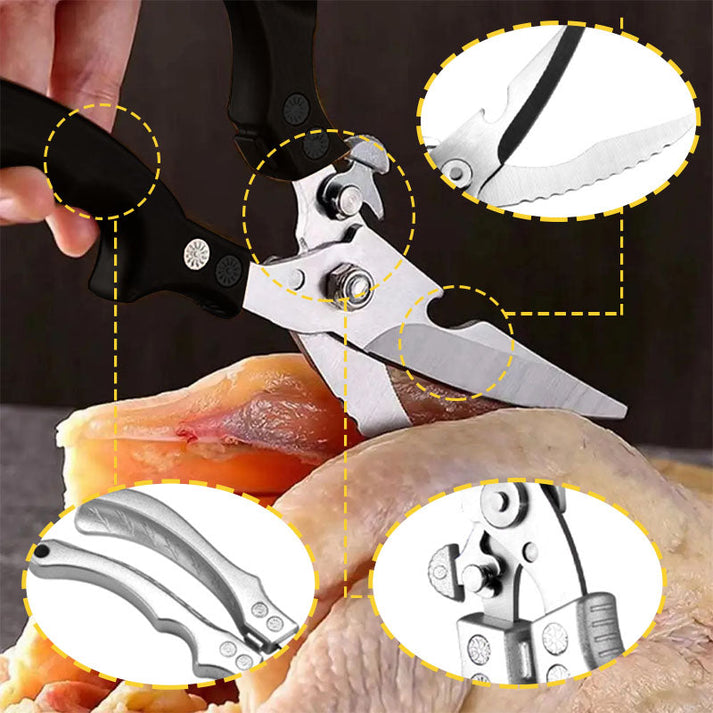 Ciseaux de cuisine multifonctionnels sûrs en acier inoxydable