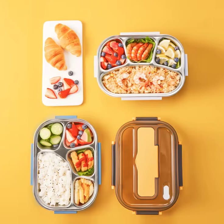 🥗 Boîte Déjeuner en Inox à Compartiments – Alimentaire & Réutilisable